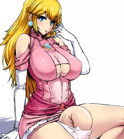 Princess Peach Shemale Big Breasts with Giant Cock Exploding Panties