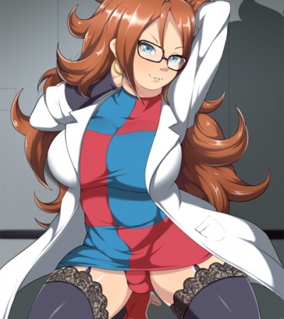 Android 21 Shemale in a Dress Showing off her Panties