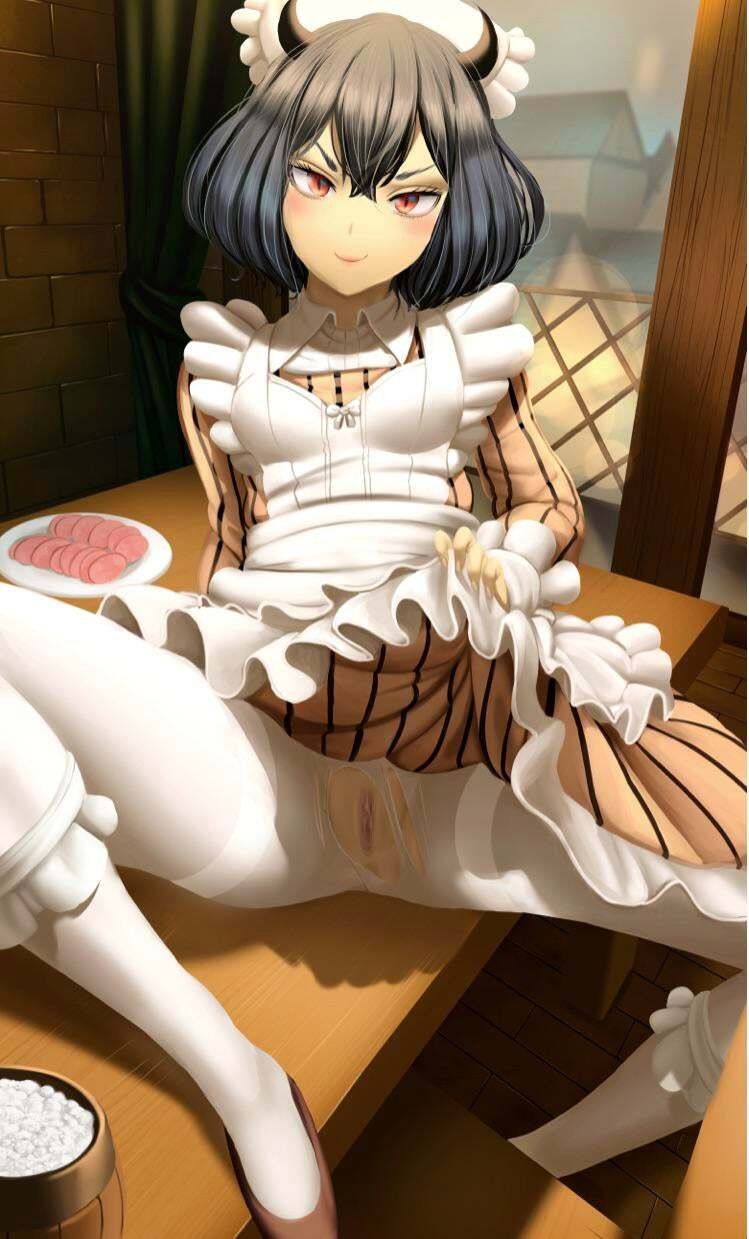 Secret Maid Lifting Skirt and Showing Pussy