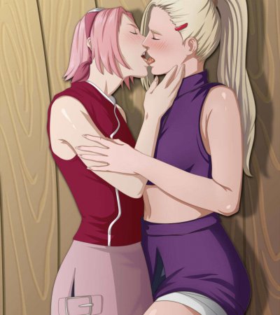 Sakura and Ino kissing