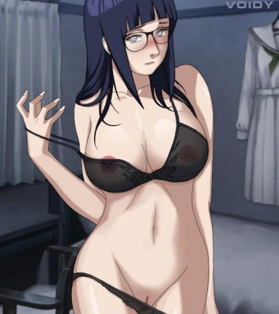 Hinata with Glasses Taking off her Panties and Bra