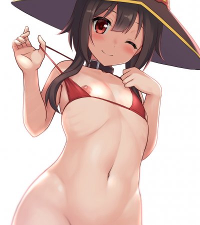 Megumin without Panties Taking off her Bra