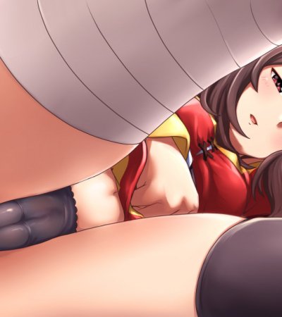 Underneath Megumin's dress and seeing the Little Panties Punched in the Pussy