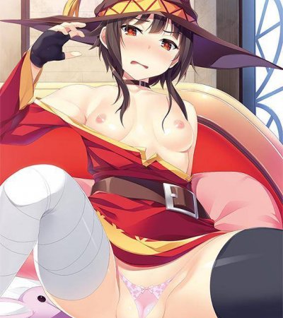 Open Legged Megumin Showing Small Panties Squeezing Pussy