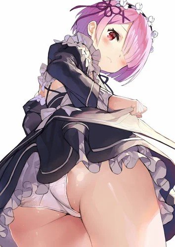 Looking under Rem's skirt and seeing her panties 