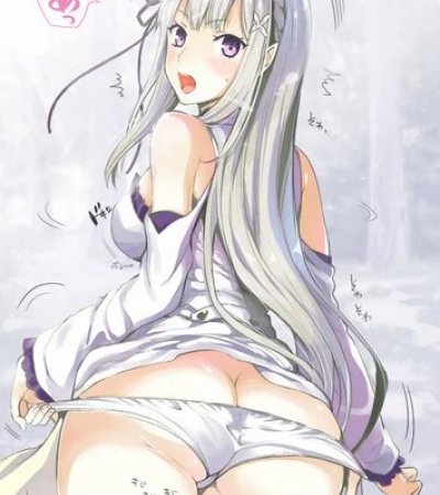 Emilia taking off her panties