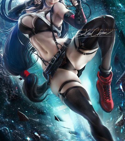 Tifa Fighting with Her Latex Clothes and Small, Tight Panties