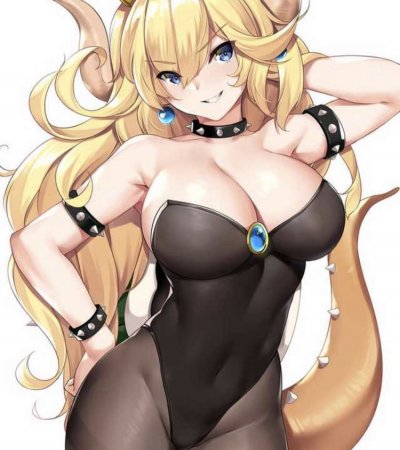 Sexy Busty Bowsette in Swimsuit and Pantyhose