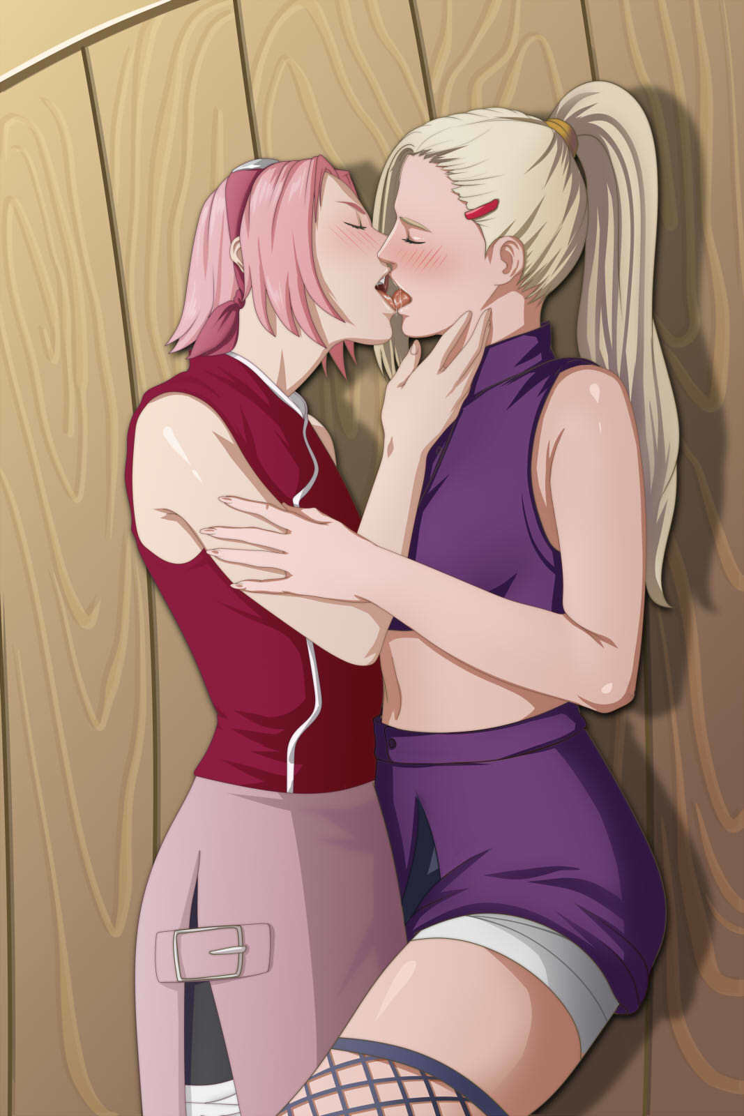 Sakura and Ino kissing 