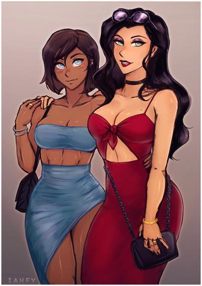 Asami Sato and Korra in Dress and Neckline