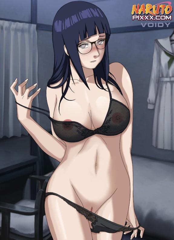 Hinata with Glasses Taking off her Panties and Bra 
