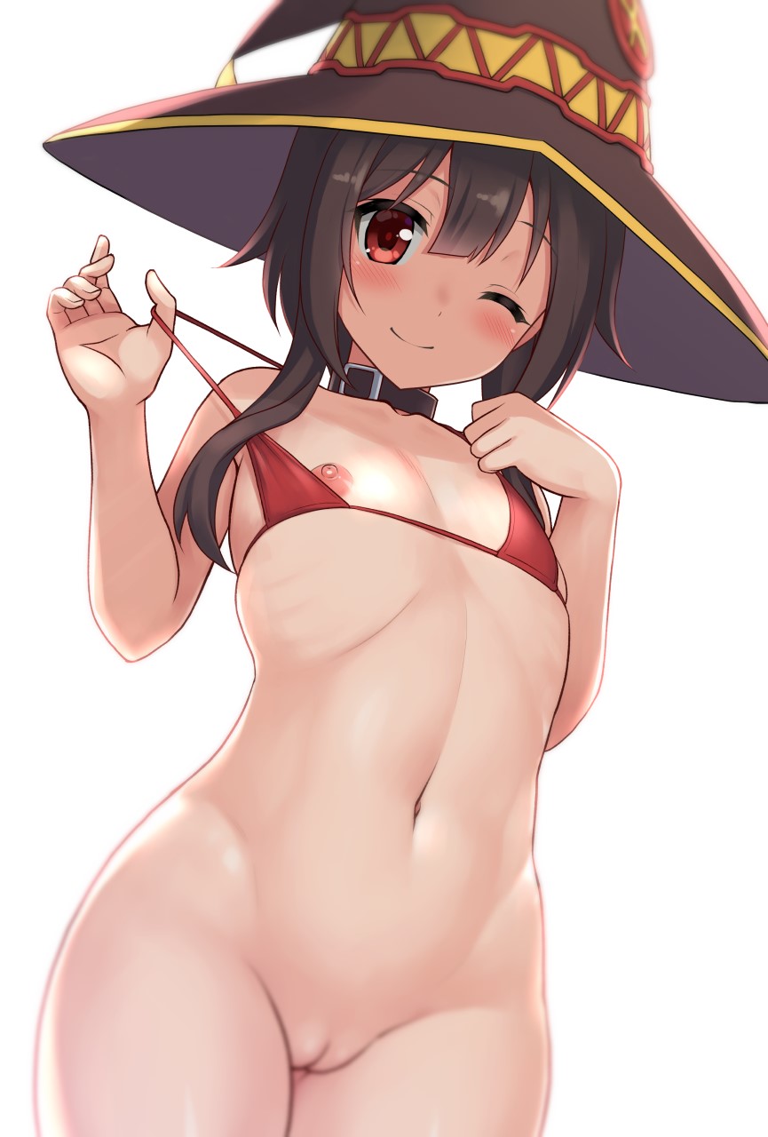 Megumin without Panties Taking off her Bra 
