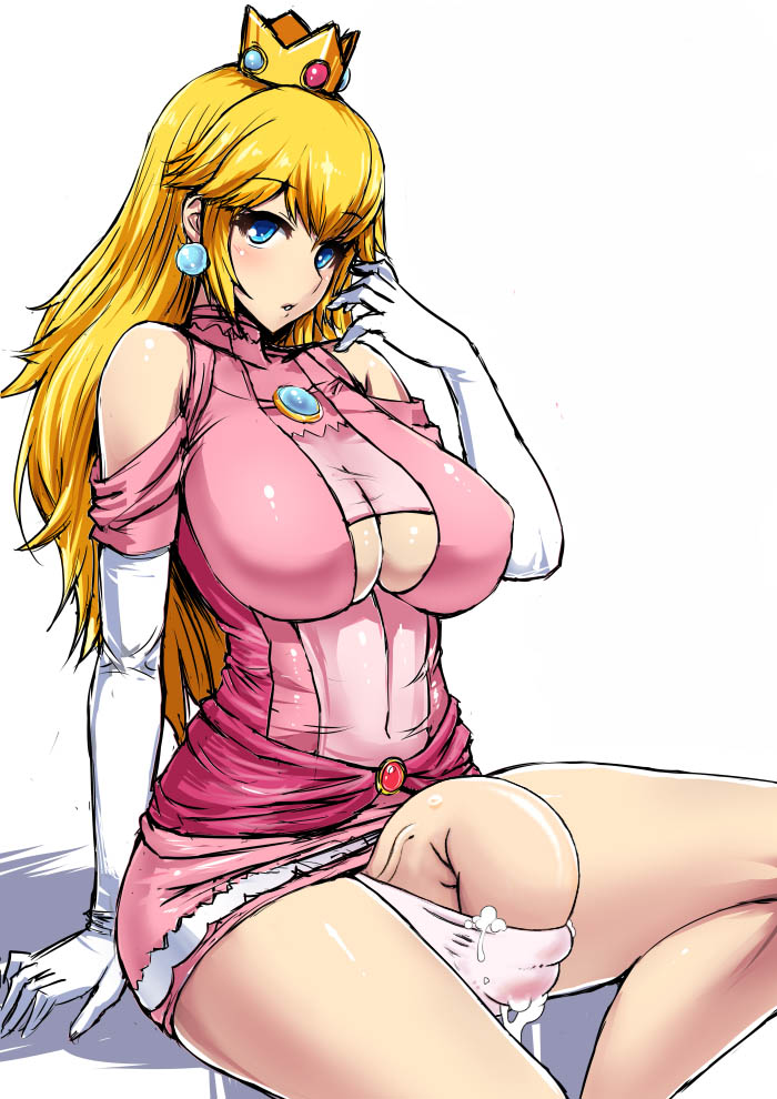 Princess Peach Shemale Big Breasts with Giant Cock Exploding Panties