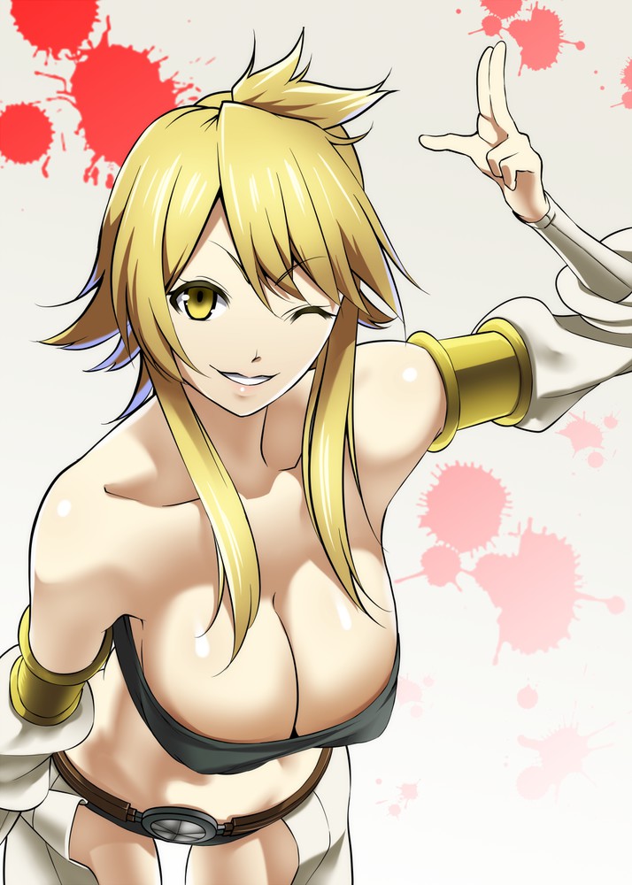 Leone Showing Off Neckline and Big Breasts