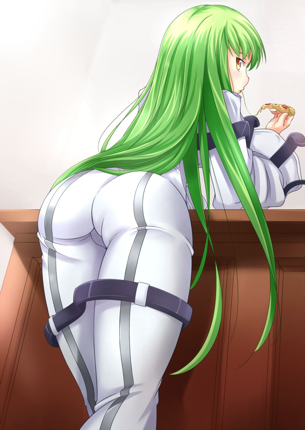 C.C. With Tight Pants Sensualizing on Lelouch's Table